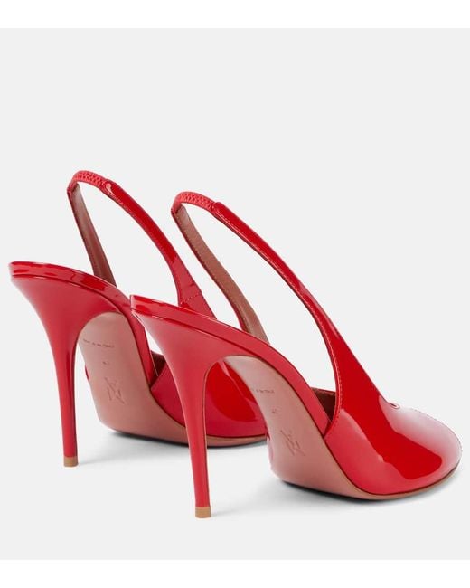 AMINA MUADDI Red Kristina 105 Patent Leather Peep-Toe Pumps