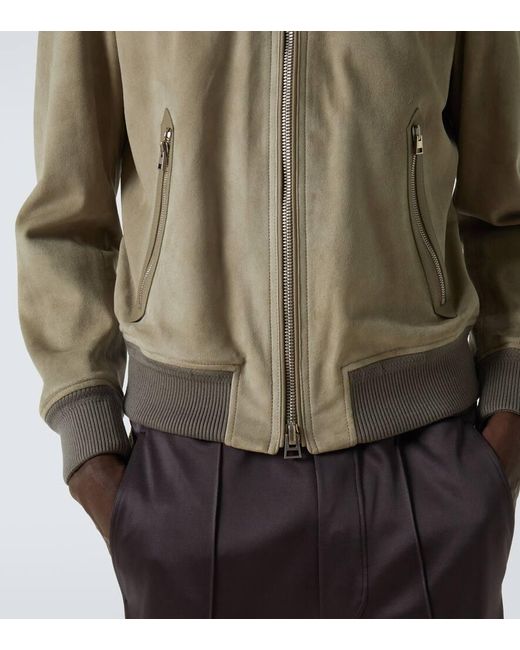 Tom Ford Bomberjacke Aus Veloursleder in Natural für Herren