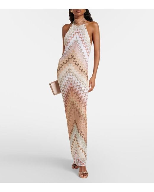 Missoni Natural Halterneck Lame Maxi Dress