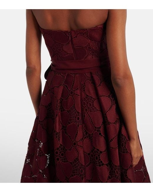 Elie Saab Red Silk-Blend Guipure Lace Cocktail Dress