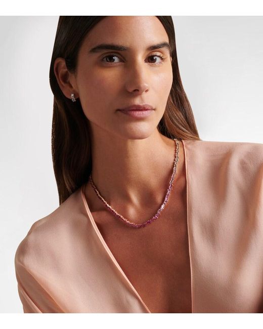 Suzanne Kalan Metallic Bold 18Kt Rose Tennis Necklace With Sapphires And Diamonds