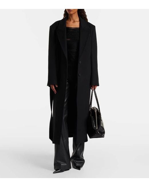The Attico Black Wool-Blend Twill Coat