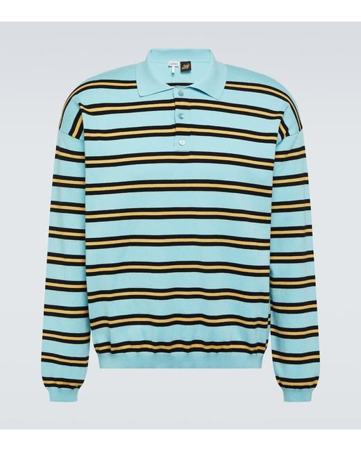 Loewe Green Paula's Ibiza Striped Cotton Jersey Polo Sweater for men