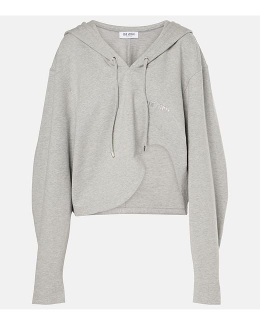 The Attico Gray Asymmetric Cotton-Blend Jersey Hoodie