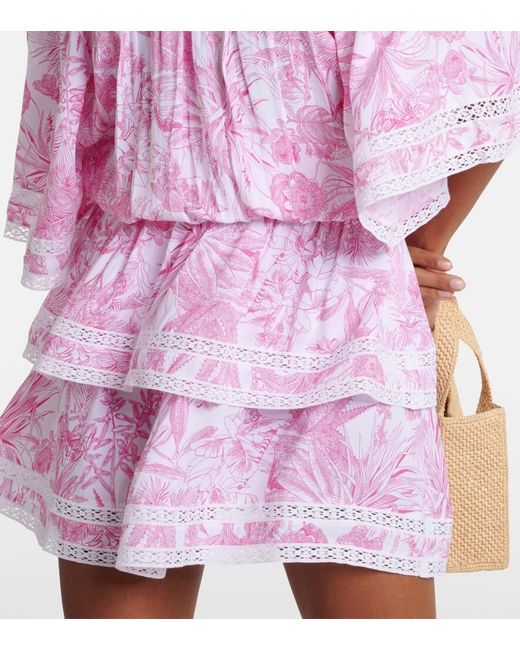 Melissa Odabash Pink Micha Floral Off-shoulder Minidress
