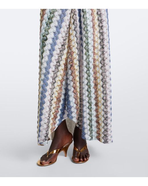Missoni White Lame Gathered Maxi Dress