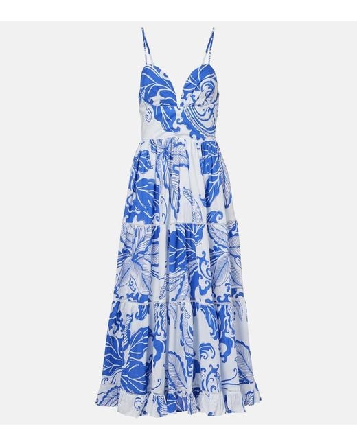 Poupette Blue Milena Printed Cotton Maxi Dress
