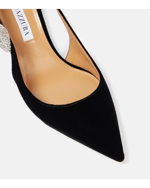 Aquazzura Black Very Bow Tie Crystal 65 Slingback Pumps