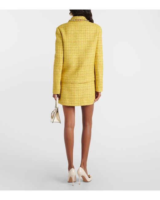 Valentino Yellow Embellished Tweed Jacket