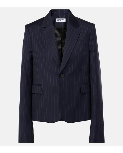 Loewe Blue Pinstripe Wool Twill Suit Jacket