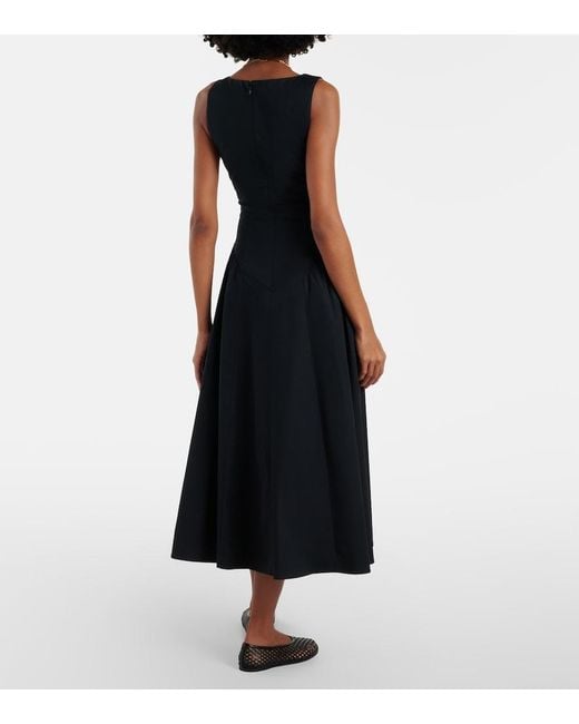 Staud Black Gwen Cotton Midi Dress