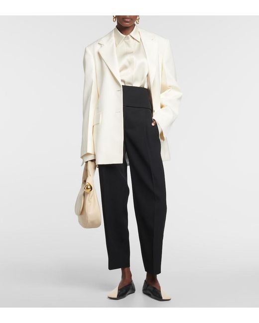 Jil Sander Black High-Rise Wool Wide-Leg Pants