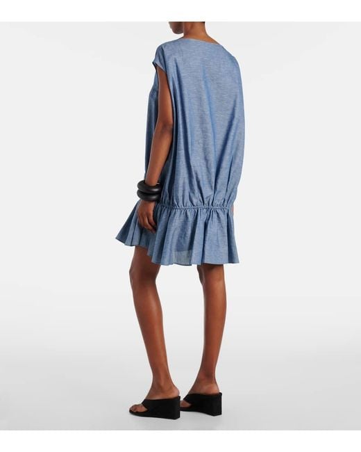 Vestido Corto De Chambray Alaïa de color Blue