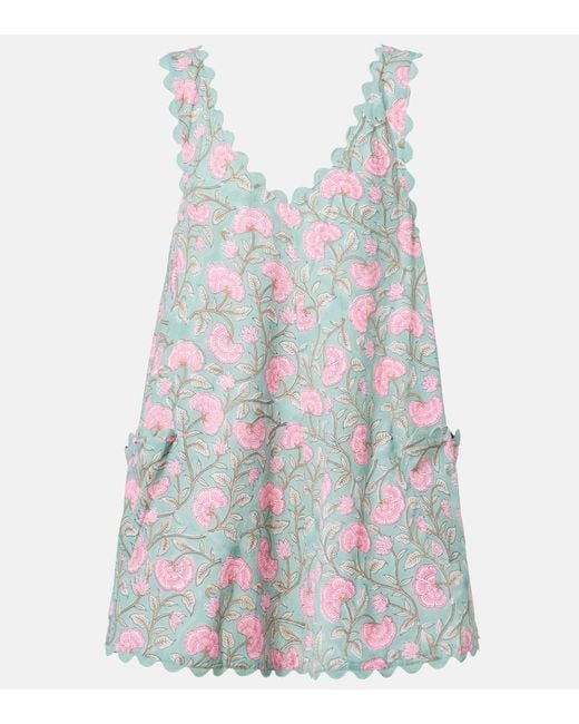 Juliet Dunn White Floral Cotton Minidress