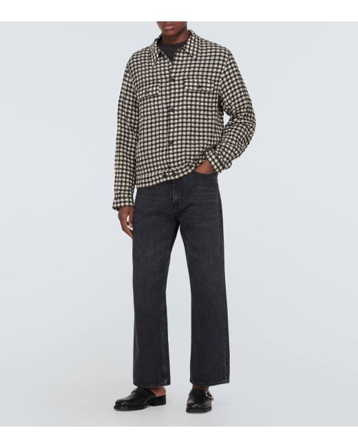Our Legacy Black Coach Checked Seersucker Overshirt for men