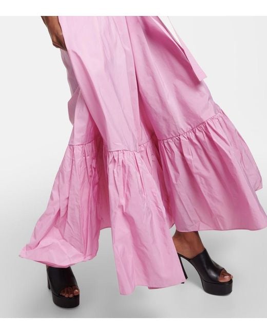 Patou Pink Off-Shoulder Faille Maxi Dress