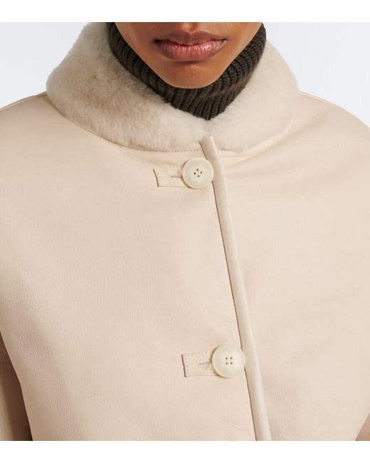 Yves Salomon Natural Shearling-Trimmed Leather Jacket