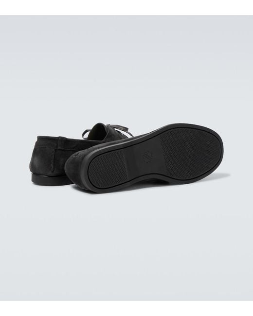 Saman Amel Black City Moc Suede Boat Shoes for men