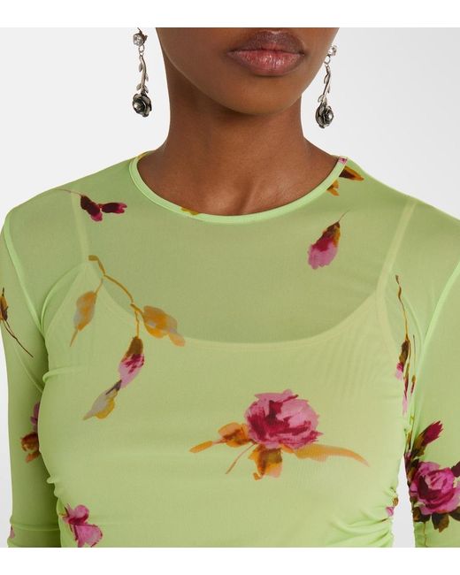 Blumarine Green Floral Jersey Maxi Dress