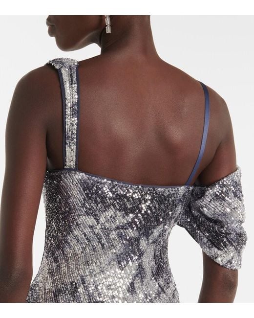 Diane von Furstenberg Blue Joaquin Sequined Maxi Dress