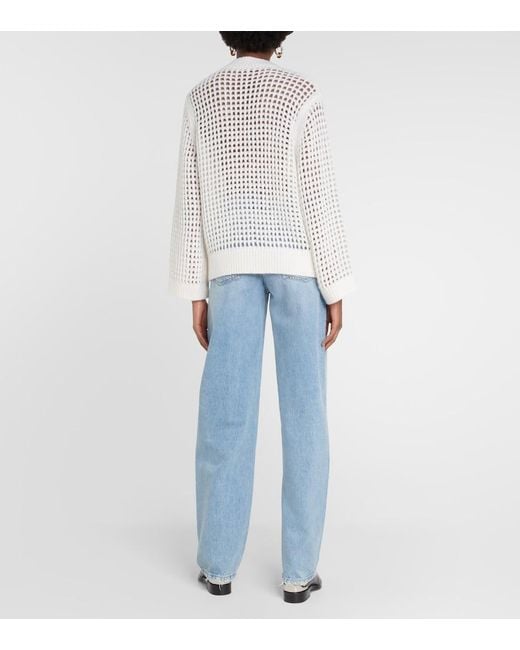 Dorothee Schumacher White Pointelle Wool And Cashmere Cardigan