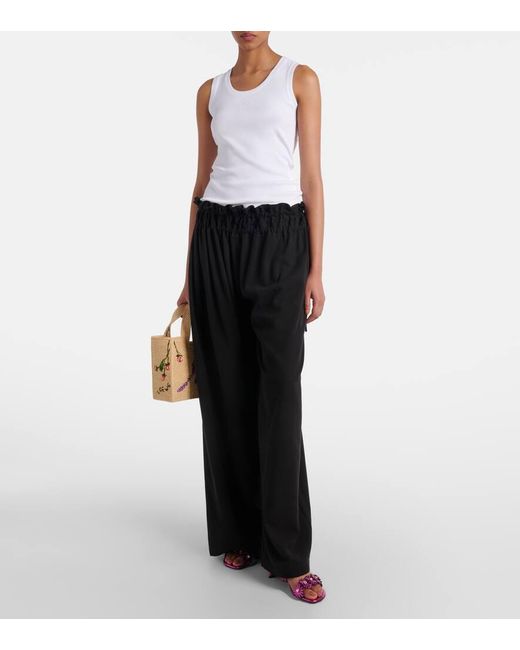 Pantaloni A Gamba Larga E Vita Media di Loewe in Black