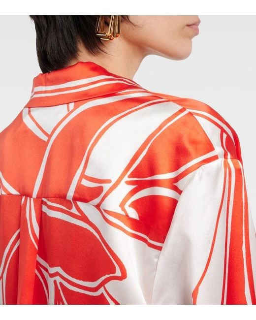 Camisa Ramona De Saten De Seda Estampada Sir de color Red