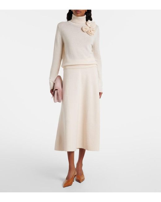 Jardin Des Orangers White Floral-Applique Wool And Cashmere Sweater