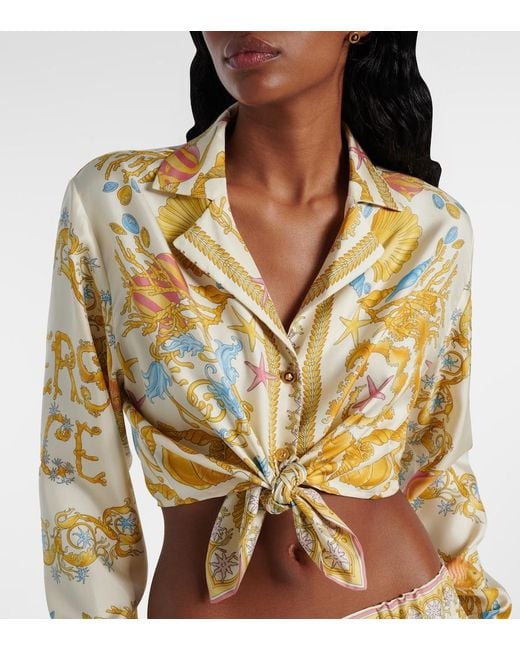 Versace Metallic Short Shirt With "Underwater Barocco" Print