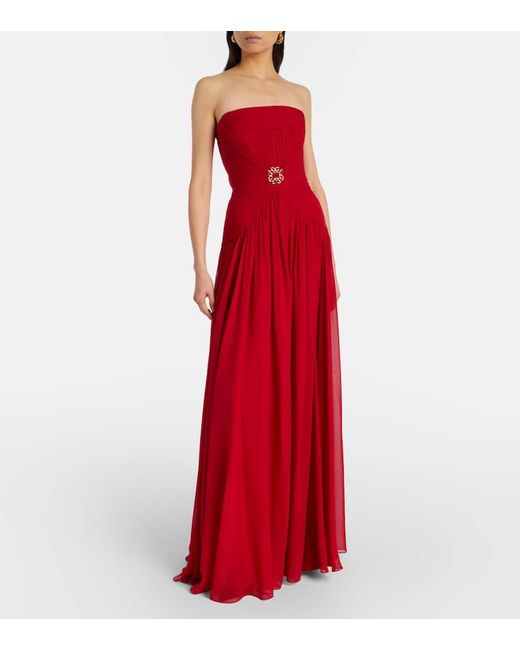 Elie Saab Red Silk Bustier Gown