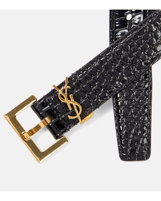 Cinturon Cassandre de charol Saint Laurent de color Black