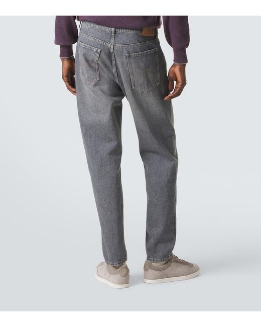 Brunello Cucinelli Gray Mid-Rise Straight Jeans for men