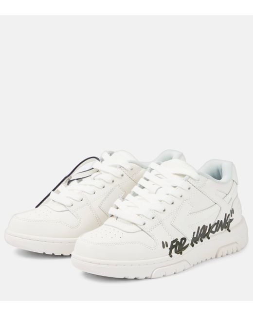 Off-White c/o Virgil Abloh White Off- Out Of Office "For Walking" Leather Sneakers