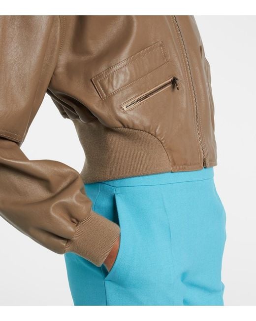Chloé Natural Cropped Leather Bomber Jacket