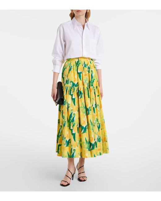 Falda Midi Oscar De Popelin De Algodon LaDoubleJ de color Green