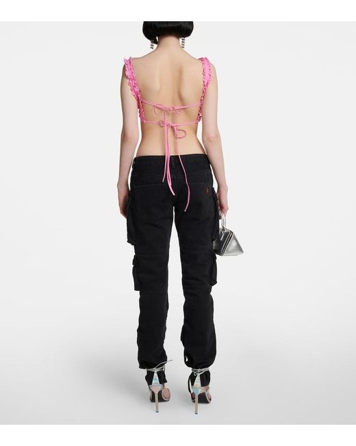 The Attico Pink Glory Ruffled Cotton Bra Top