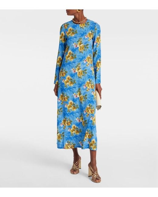 LaDoubleJ Blue Swing Floral Midi Dress
