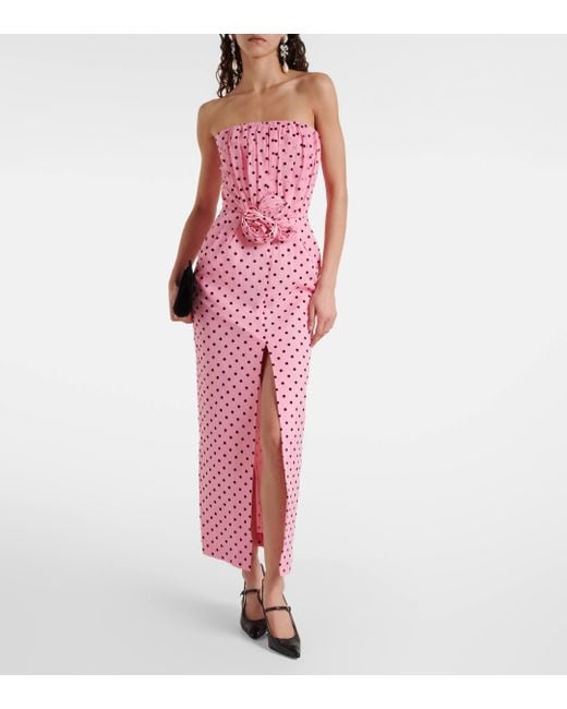 Alessandra Rich Pink Polka-dot Silk Georgette Bustier Gown