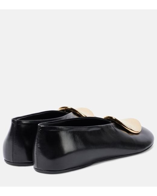 Jil Sander Black Leather Ballet Flats