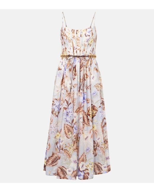 Zimmermann White Rhiannon Floral Cotton Bustier Dress