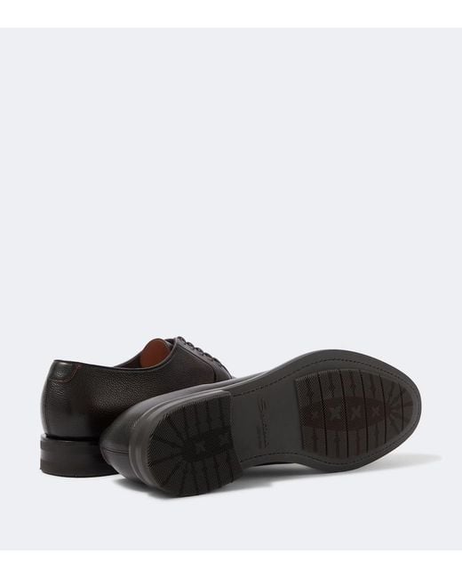 Santoni Brown Ensley Leather Derby Shoes for men