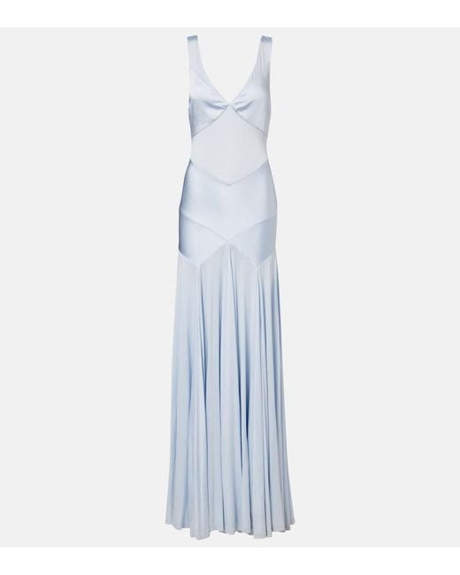 Self-Portrait Blue Paneled Satin Gown