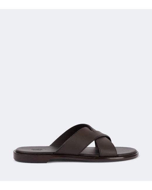 Zegna Brown Leather Sandals for men