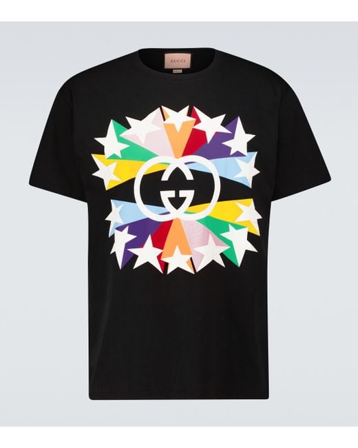 Gucci Black Interlocking G Star Cotton T-shirt for men