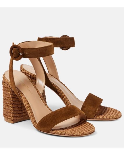 Gianvito Rossi Brown Sue 85 Suede-Trimmed Sandals