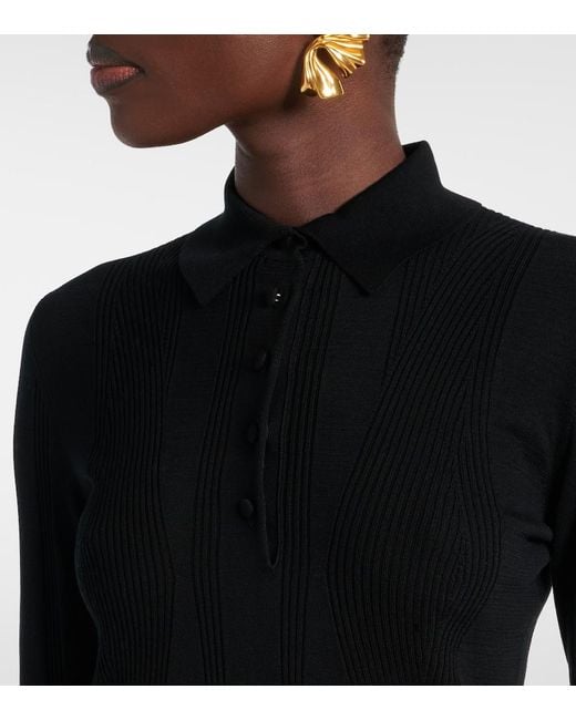 Dries Van Noten Black Cotton Polo Sweater