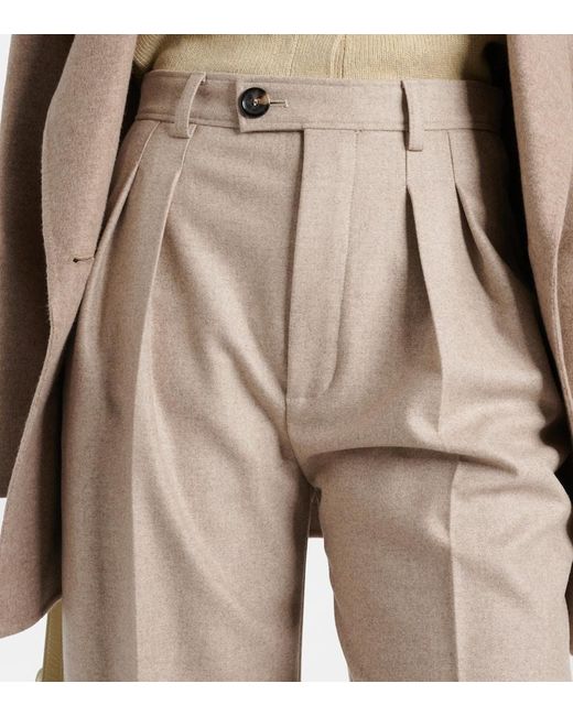 Loro Piana Natural High-rise Wool And Cashmere Suit Pants
