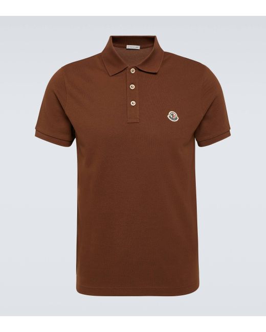 Moncler Brown Cotton Polo Shirt for men