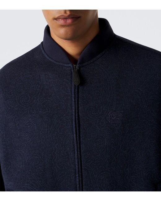 Etro Blue Paisley Bomber Jacket for men