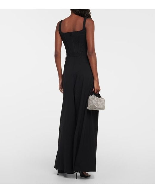 GIUSEPPE DI MORABITO Black Wool-Blend Wide-Leg Pants